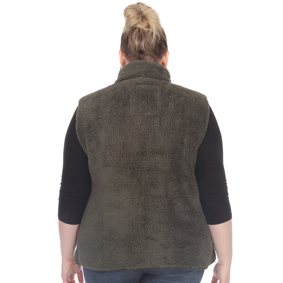 Plus Size Zip up sherpa vest - Picture 3 of 5